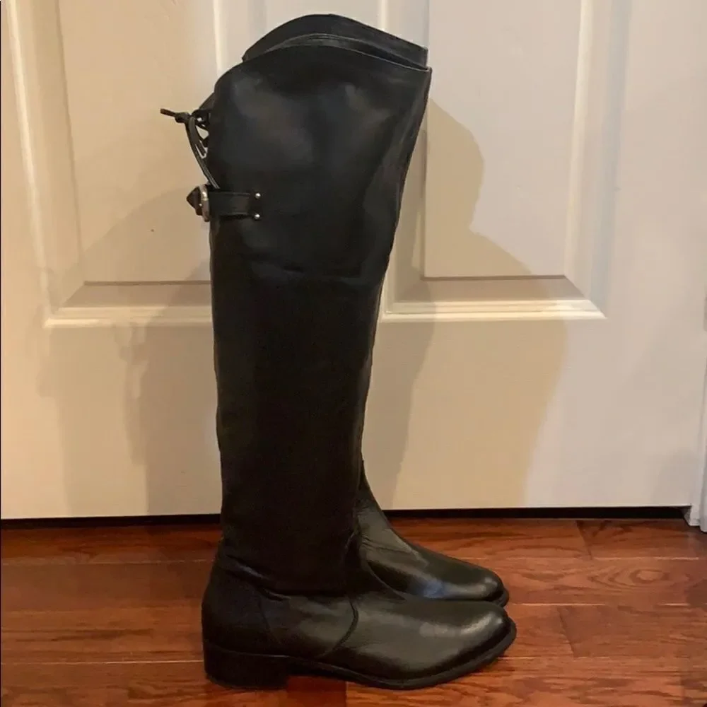 Eden Shoes black leather Over The Knee back buckle EU 37 Italy